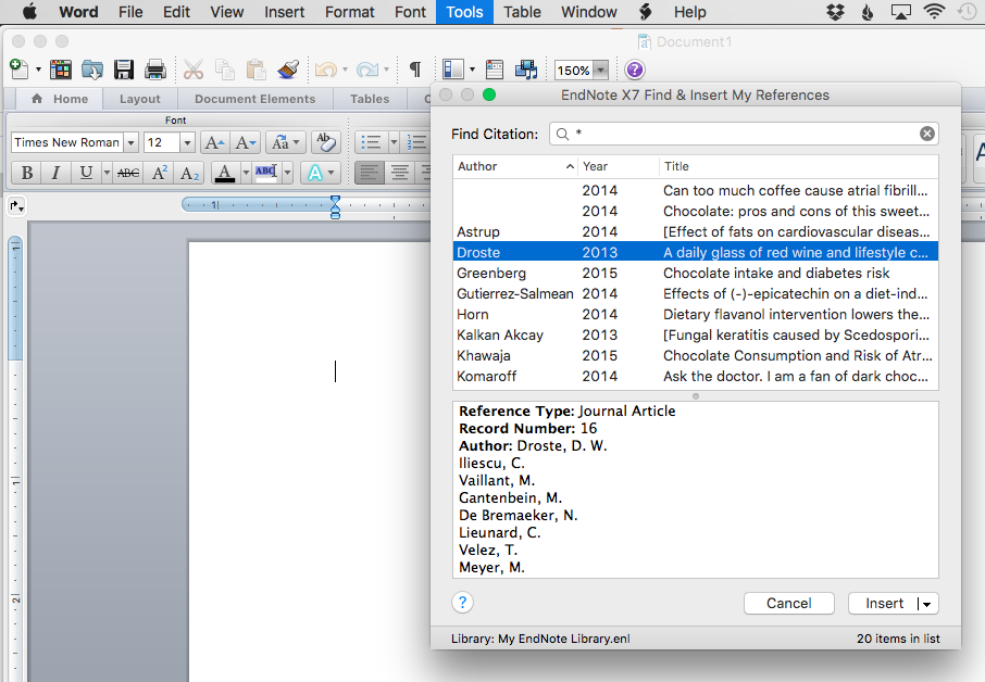 how do you see all citations in word for mac 2011